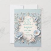 Unique bleu et blanc enregistrer la carte de date (Devant)