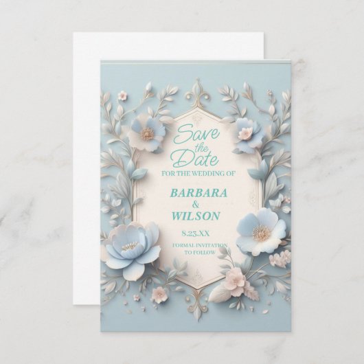 Unique bleu et blanc enregistrer la carte de date (Devant / Derrière)