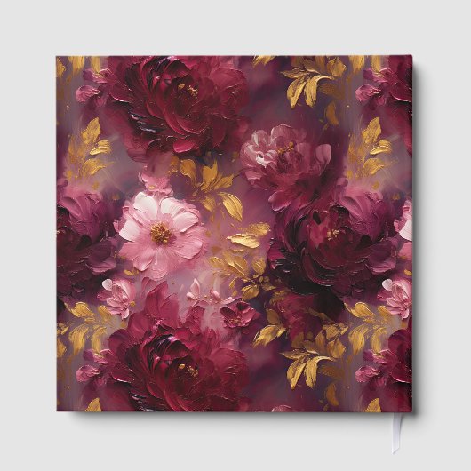 Unique Blush Burgundy Gold Boho Mariage Livre d'hô (Verso)