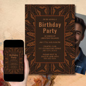 Unique Brown Rustique Invitation d'anniversaire Ph