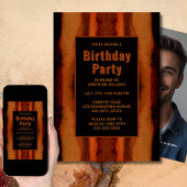 Unique Brown Rustique Invitation d'anniversaire Ph