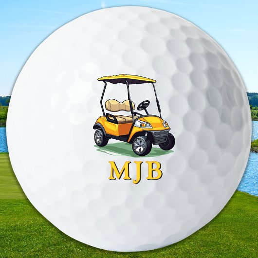 Unique Cart Golfer Personalized 3 Initial Monogram Golfballen