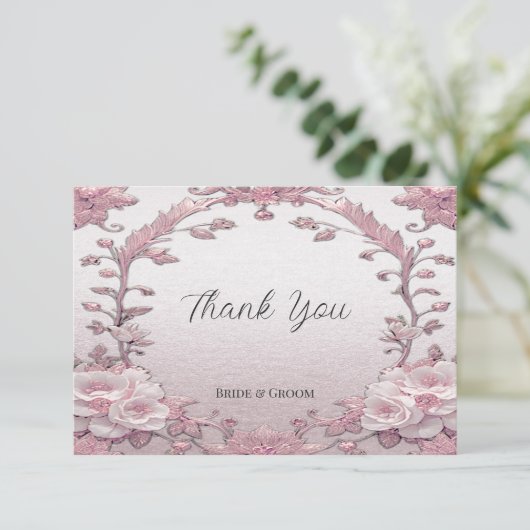 Unique Carte de remerciements floral rose (Debout devant)