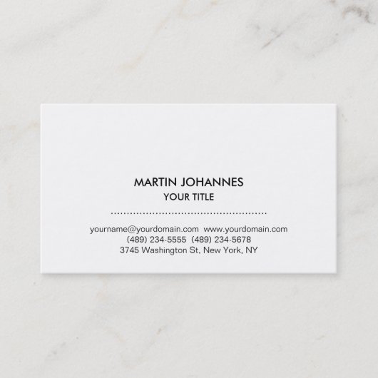 Unique Carte de visite blanc chic professionnel si (Devant)