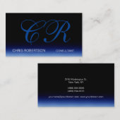 Unique Carte de visite de monogramme bleu noir élé (Devant / Derrière)