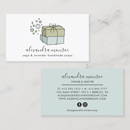 Unique Carte de visite de savons faits main (Devant / Derrière)