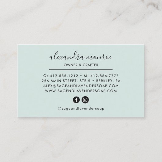 Unique Carte de visite de savons faits main (Dos)