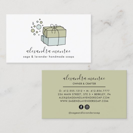 Unique Carte de visite de savons faits main (Devant / Derrière)