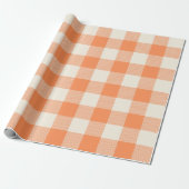 Unique & Chic Pale Orange & Cream Buffalo Plaid Cadeaupapier (Uitgerold)