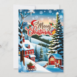 Unique Christmas Card with Red Houses in the Mount Feestdagenkaart