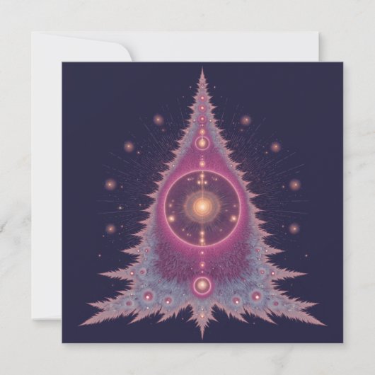 Unique Christmas Cards Pink and Purple Tree Feestdagenkaart (Voorkant)