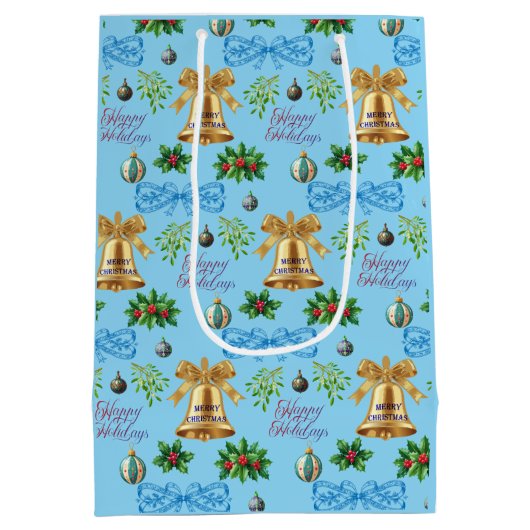 Unique Christmas Pattern Place on Medium Gift Bag Medium Cadeauzakje (Achterkant)