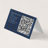 Unique couleur bleu foncé QR Code Plier Carte de v (Dos)
