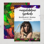 Unique couleur Motif Photo Grad Faire-part (Devant / Derrière)