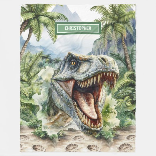 Unique Couverture furieuse T-Rex Nom personnalisé  (Devant)