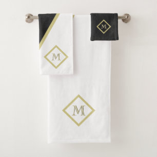 Unique cuir noir look blanc personnalisé Monogramm