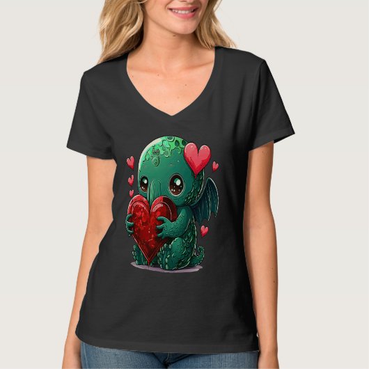 Unique Cute Cthulhu Valentines Day T-shirt (Voorkant)