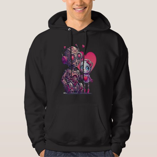 Unique Cute Robot Valentines Day Hoodie (Voorkant)