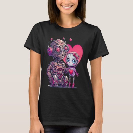 Unique Cute Robot Valentines Day T-shirt (Voorkant)
