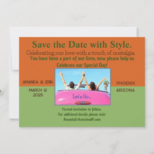 Unique, Décontracté Enregistrer la date Invitation (Devant)