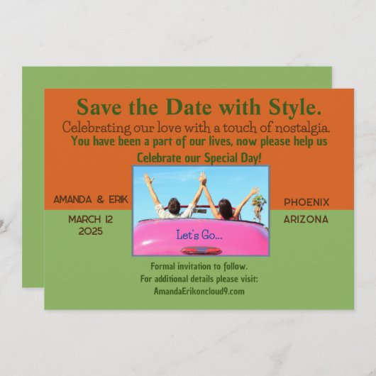 Unique, Décontracté Enregistrer la date Invitation (Devant / Derrière)