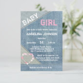 UNIQUE Denim Girls Baby Shower Invitations (Debout devant)