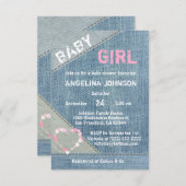 UNIQUE Denim Girls Baby Shower Invitations (Devant / Derrière)