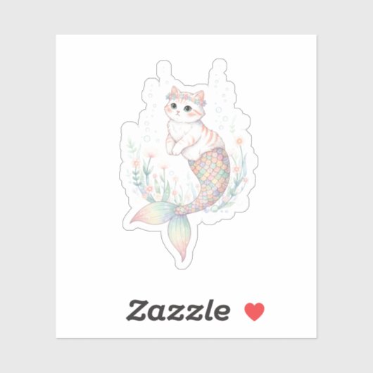 Unique Easter Cat Mermaid Pastel Egg Scale Tail  Sticker (Vel)