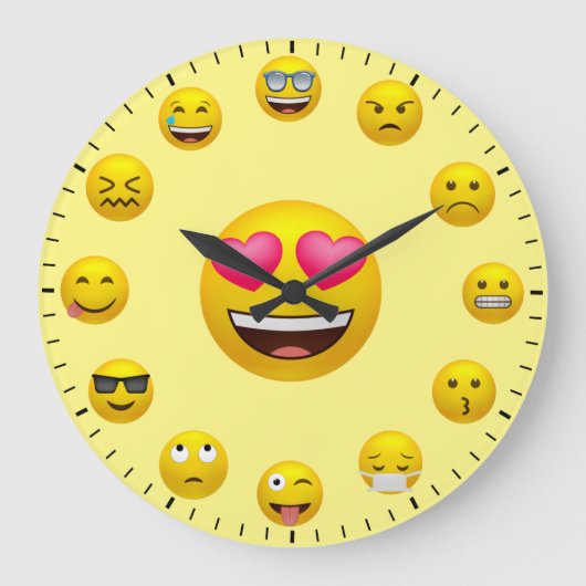Unique Emoticon Emoji Themed Large Clock Grote Klok (Voorkant)