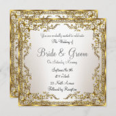 Unique et élégant Faire-part de mariage Gold Sepia (Devant / Derrière)