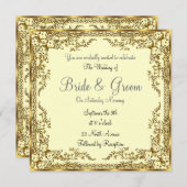 Unique et élégant Faire-part de mariage or (Devant / Derrière)