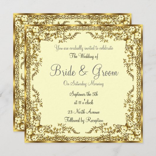 Unique et élégant Faire-part de mariage or (Devant / Derrière)