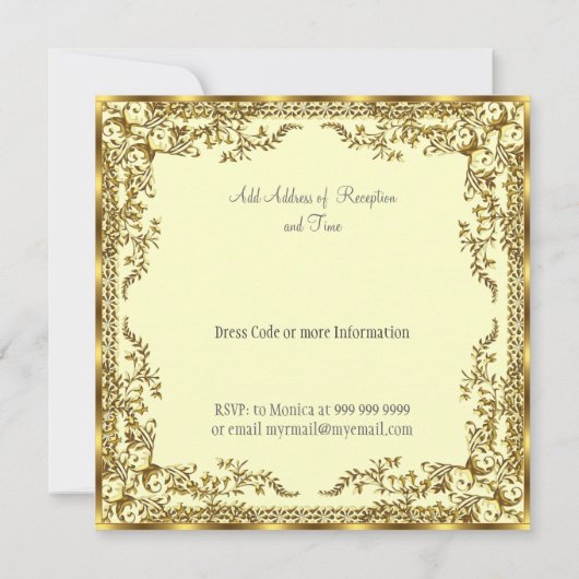 Unique et élégant Faire-part de mariage or (Dos)