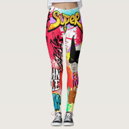 Unique eye catching graffiti Spray paint Modern Leggings
