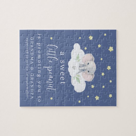 Unique Faire-part de grossesse Puzzle bleu (Horizontal)