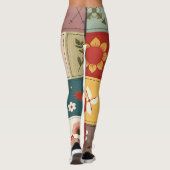 unique floral patch women's leggings  (Dos)