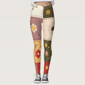 unique floral patch women's leggings  (Devant)
