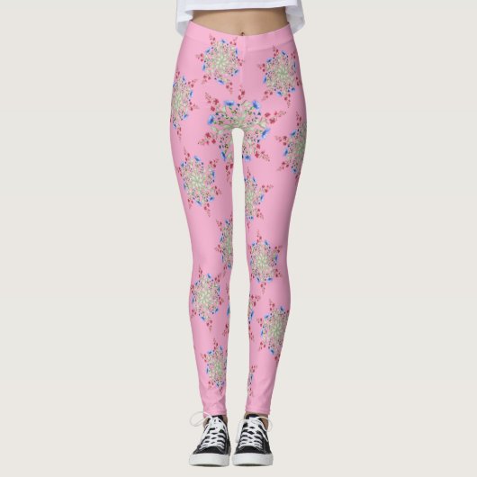 Unique Flower Pattern Designed Leggings (Voorkant)