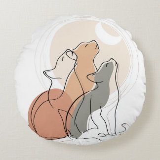Unique Fox Howling at Moon Round Pillow Rond Kussen