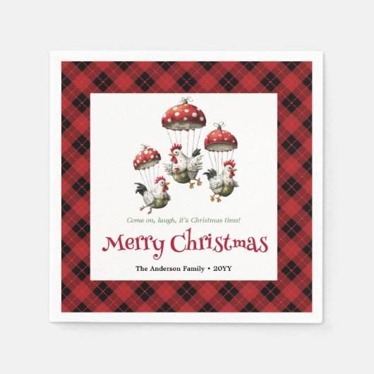 Unique Funny Chickens Editable Custom Name Holiday Servet (Voorkant)