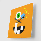 Unique Funny Crazy Oragne Monster Vierkante Klok (Hoek)