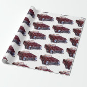 Unique Gift Wrap with Retro burgundy car Cadeaupapier (Uitgerold)