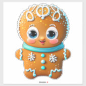Unique Gingerbread Boy Cookie Cartoon Graphic Sticker (Vel)
