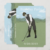 Unique Golf Art Anniversaire des invitations (Devant / Derrière)