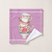 Unique hand drawn vintage coffe cups Pretty pink (Gant de toilette)