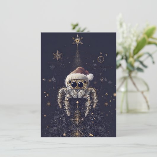 Unique Jumping Spider Christmas Cards Feestdagenkaart (Staand voorkant)