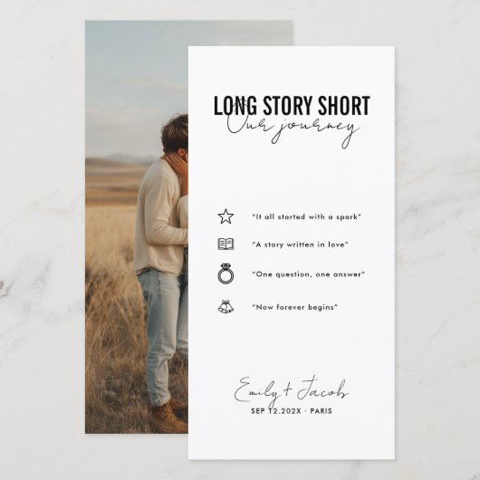 Unique Long Story Short Bookmark Save the Date (Devant / Derrière)