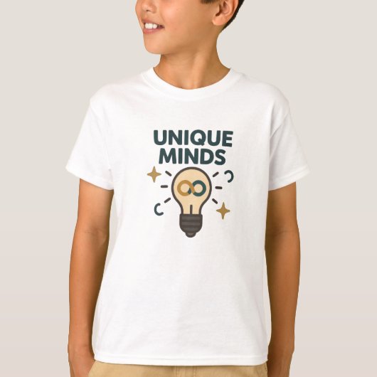 Unique Minds Neurodiversity Lightbulb T-shirt (Voorkant)