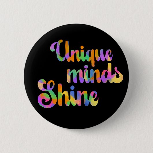 Unique Minds straalt typografie Neurodiversiteit u Ronde Button 5,7 Cm (Voorkant)