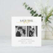 Unique Modern Elegant Gold Script Photo Wedding Save The Date (Staand voorkant)